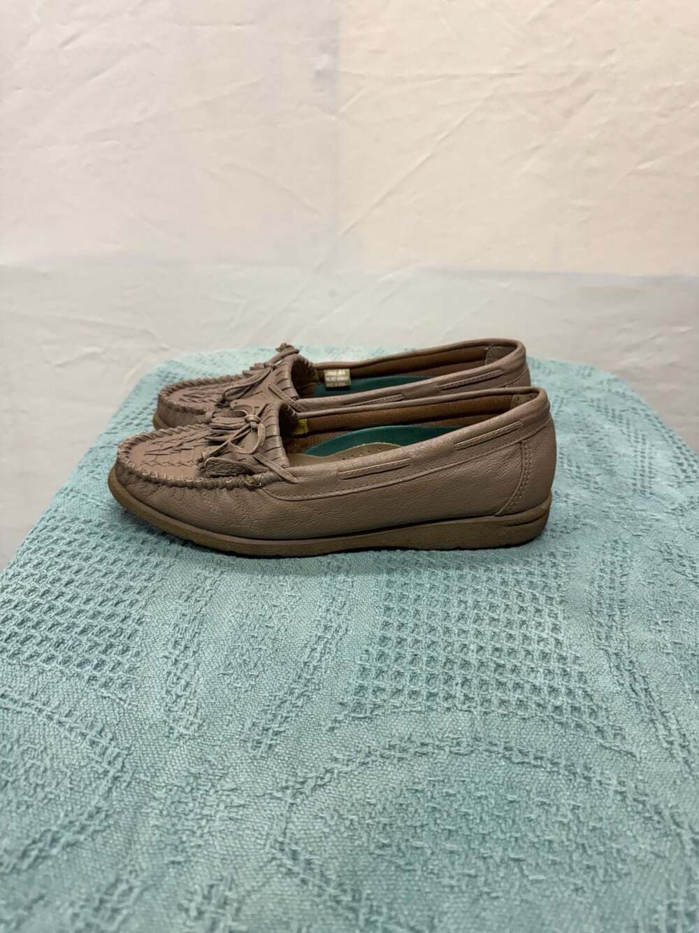 Walkables Comfort Collection Brown Leather Woven Tasseled Moccasin Loafers Size